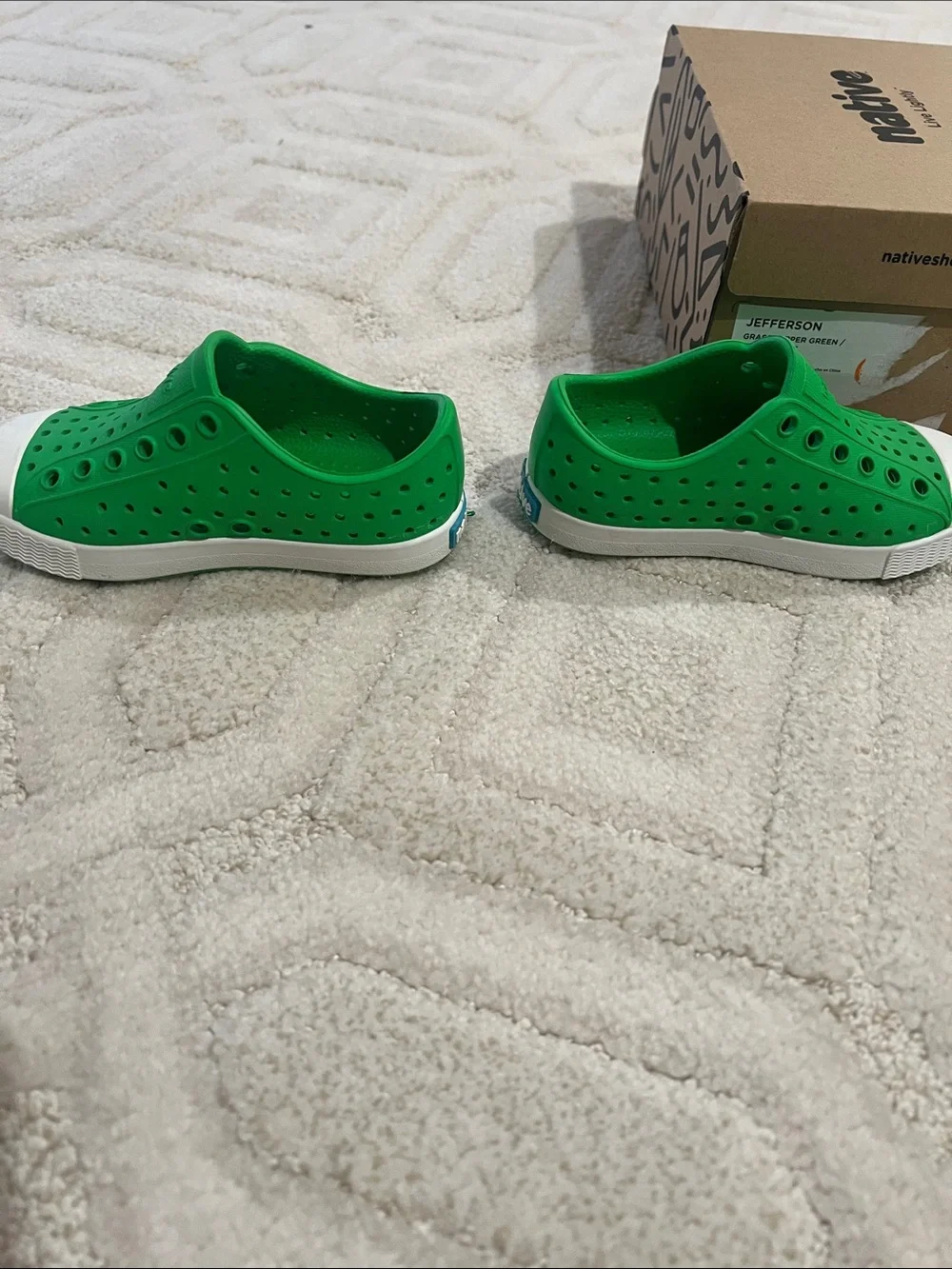 Native Kids Jefferson Slip-On Water Shoes in Grasshopper Green and White